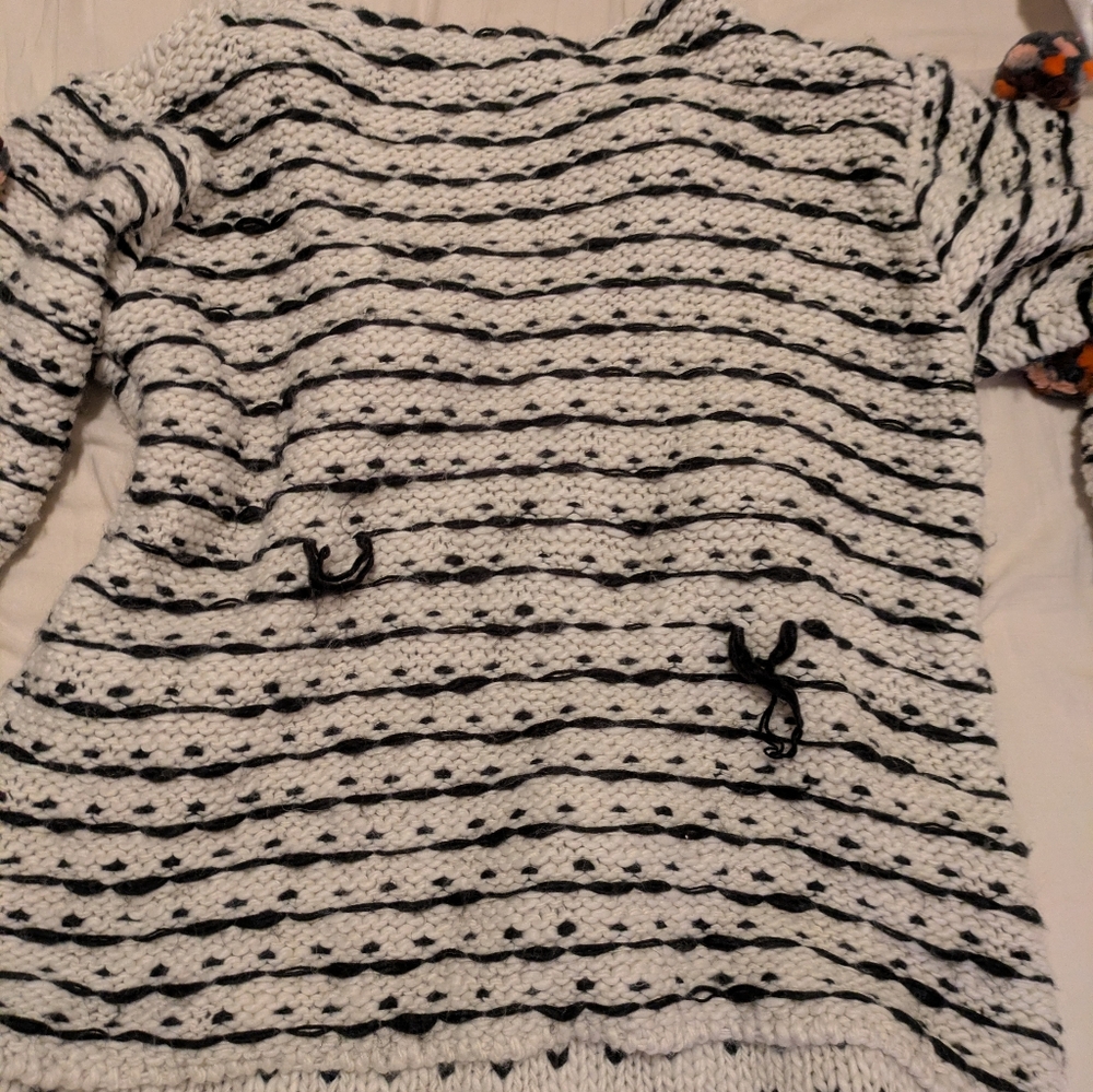 🦋5/25$ Zara Women's Striped Sweater with Pom Poms - Picture 5 of 7